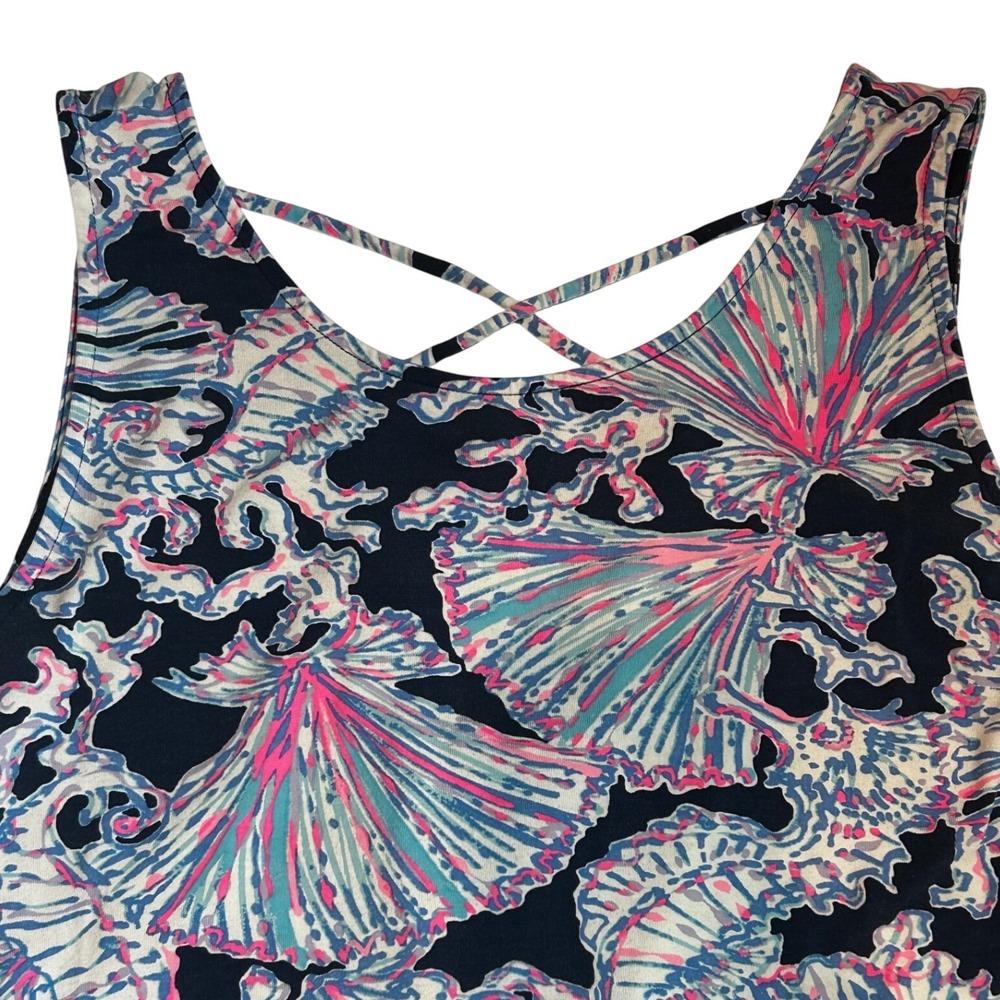 Lilly Pulitzer Kristen Tank Top Shells Bells tropical print Beach Preppy XL - Picture 2 of 6